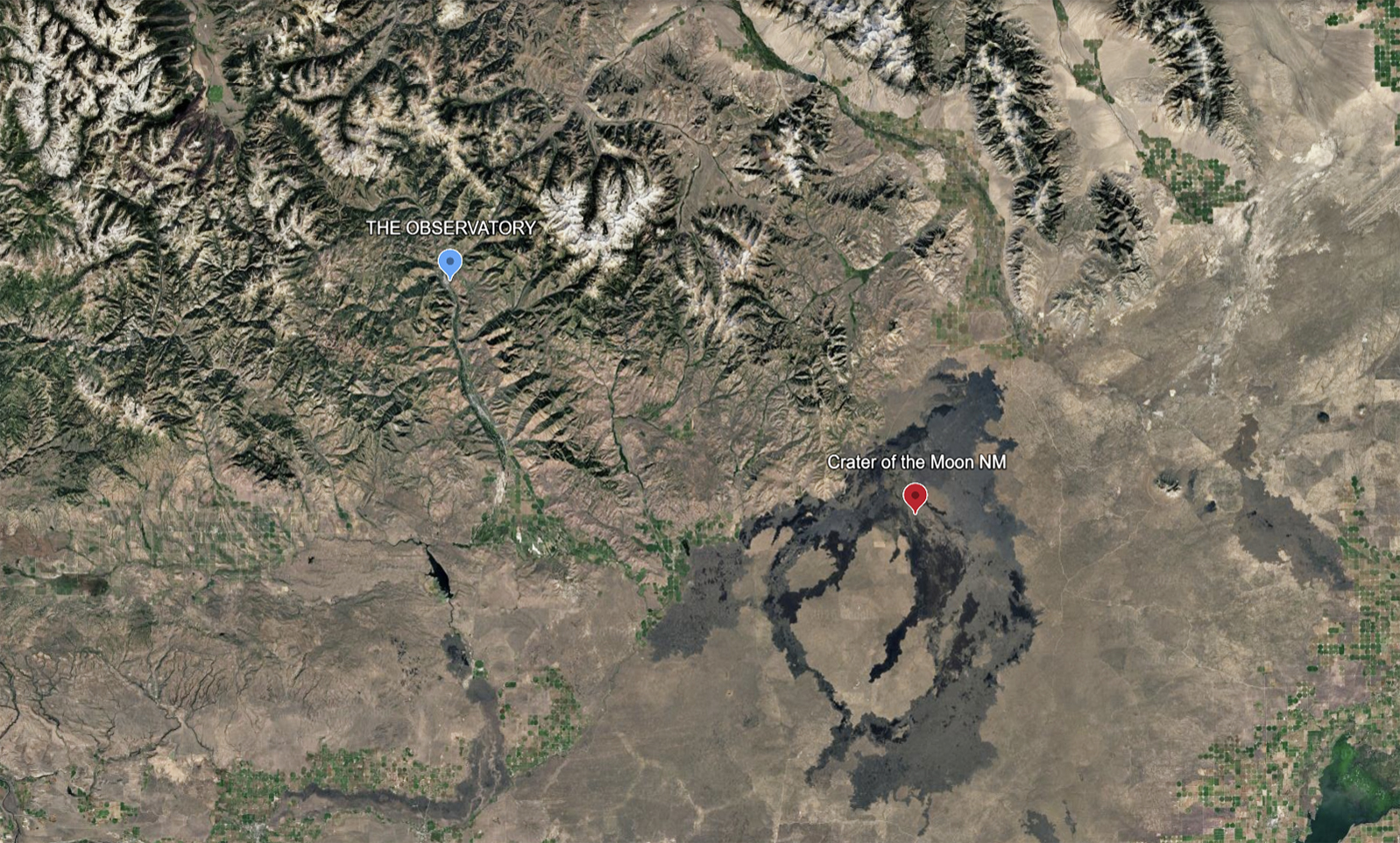 Map of The Observatory and Craters of the Moon National Monument.