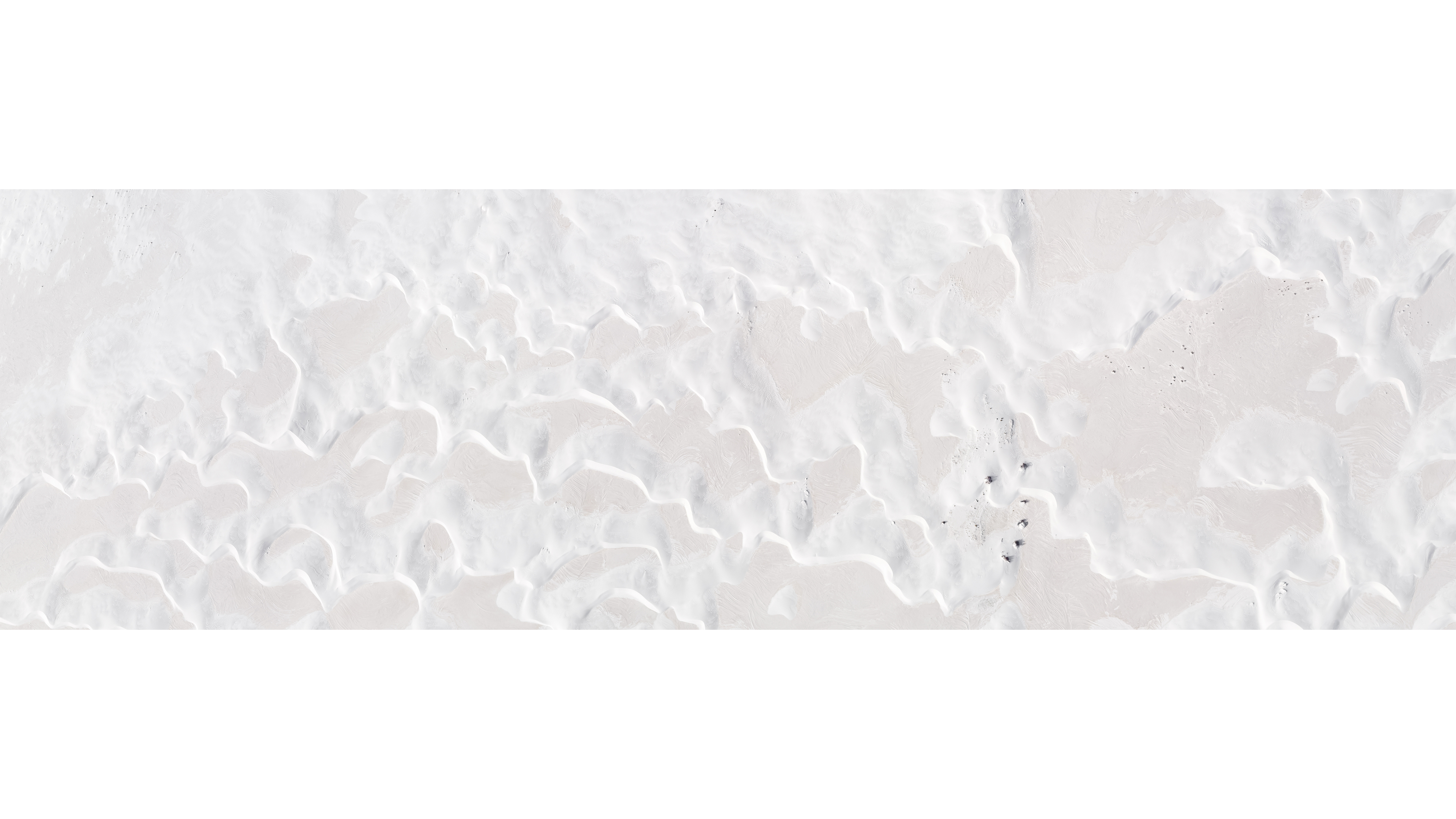 Surface Surveys / White Sands, 2018: white gypsum surface with small dark marks.